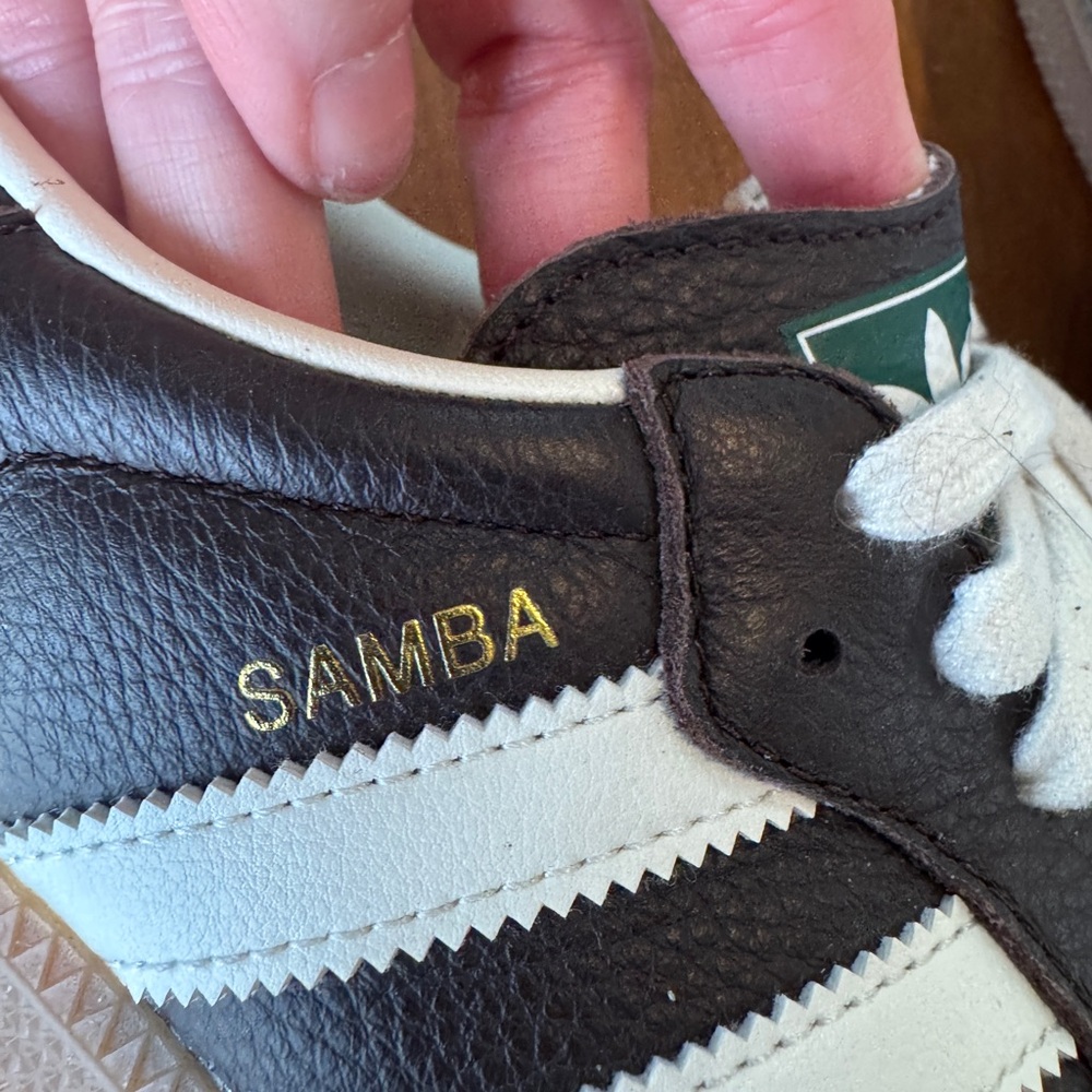adidas Samba Brown White Classic Leather Sneakers - Picture 7 of 8